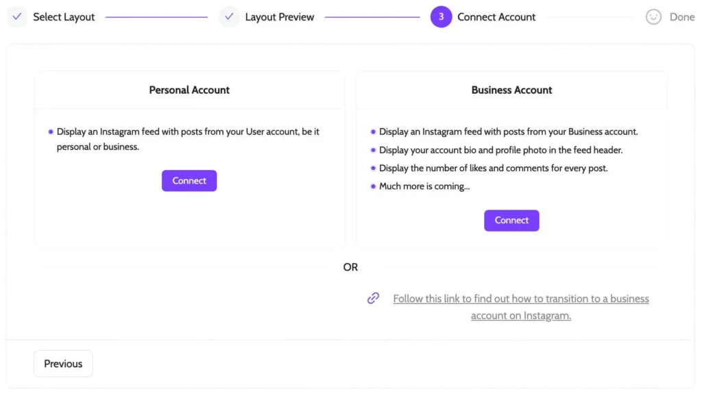 Inavii for elementor instagram feed step 3 connect account