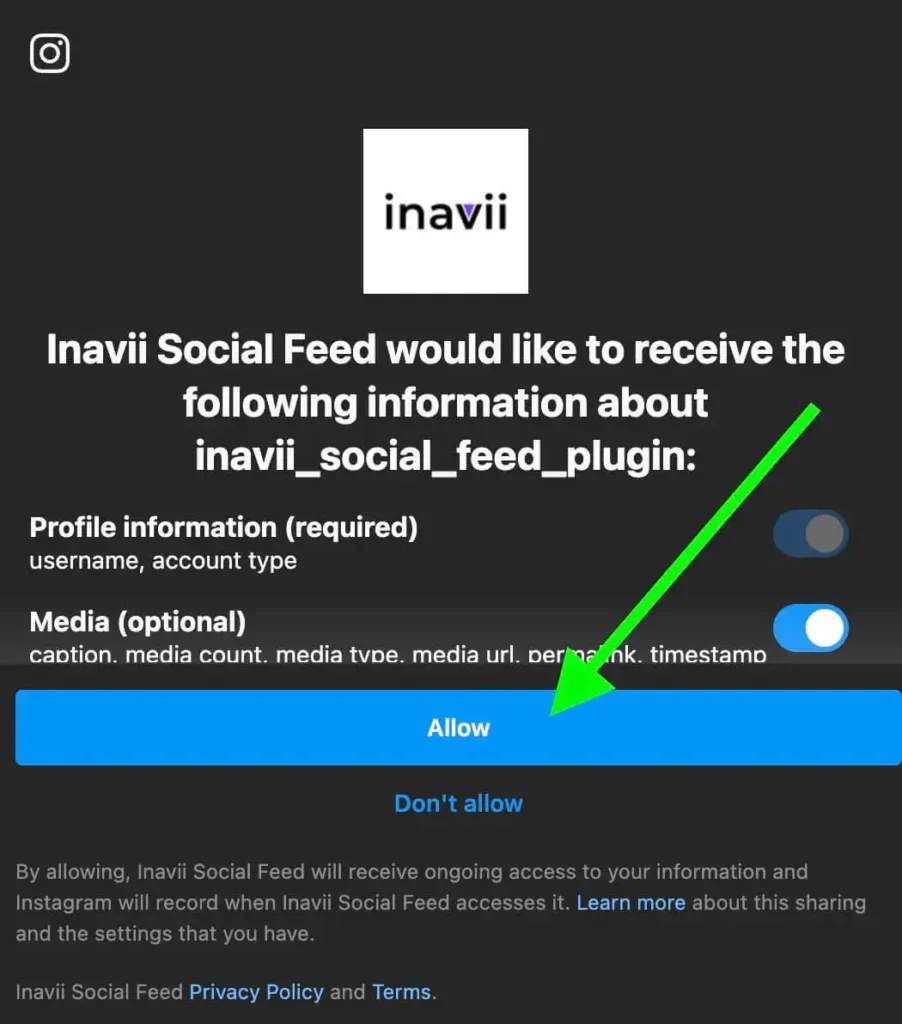 Inavii for elementor instagram feed step 3 connect instagram