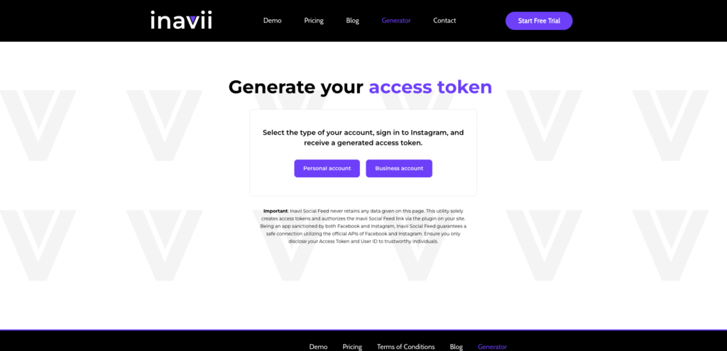 Inavii for elementor instagram feed token generator